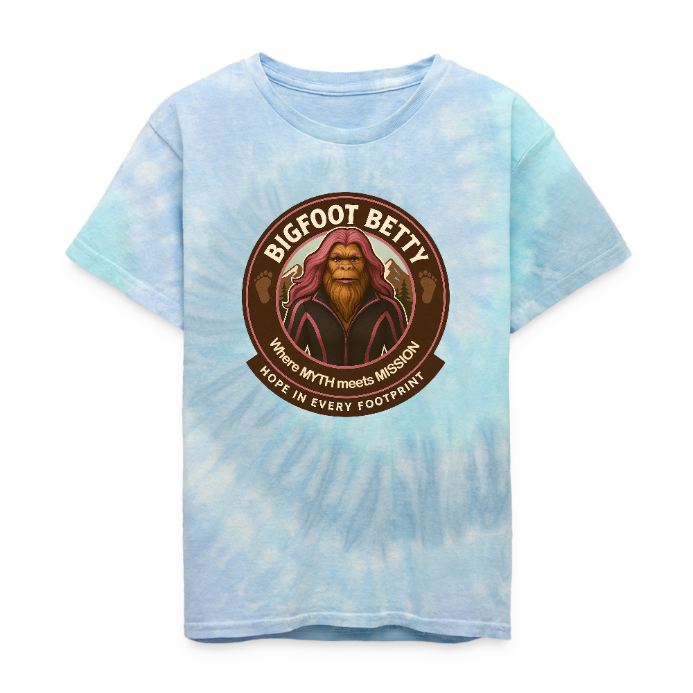 Kid's Tie Dye T-Shirt - Hope in Every Footprint (RETRO) - blue lagoon