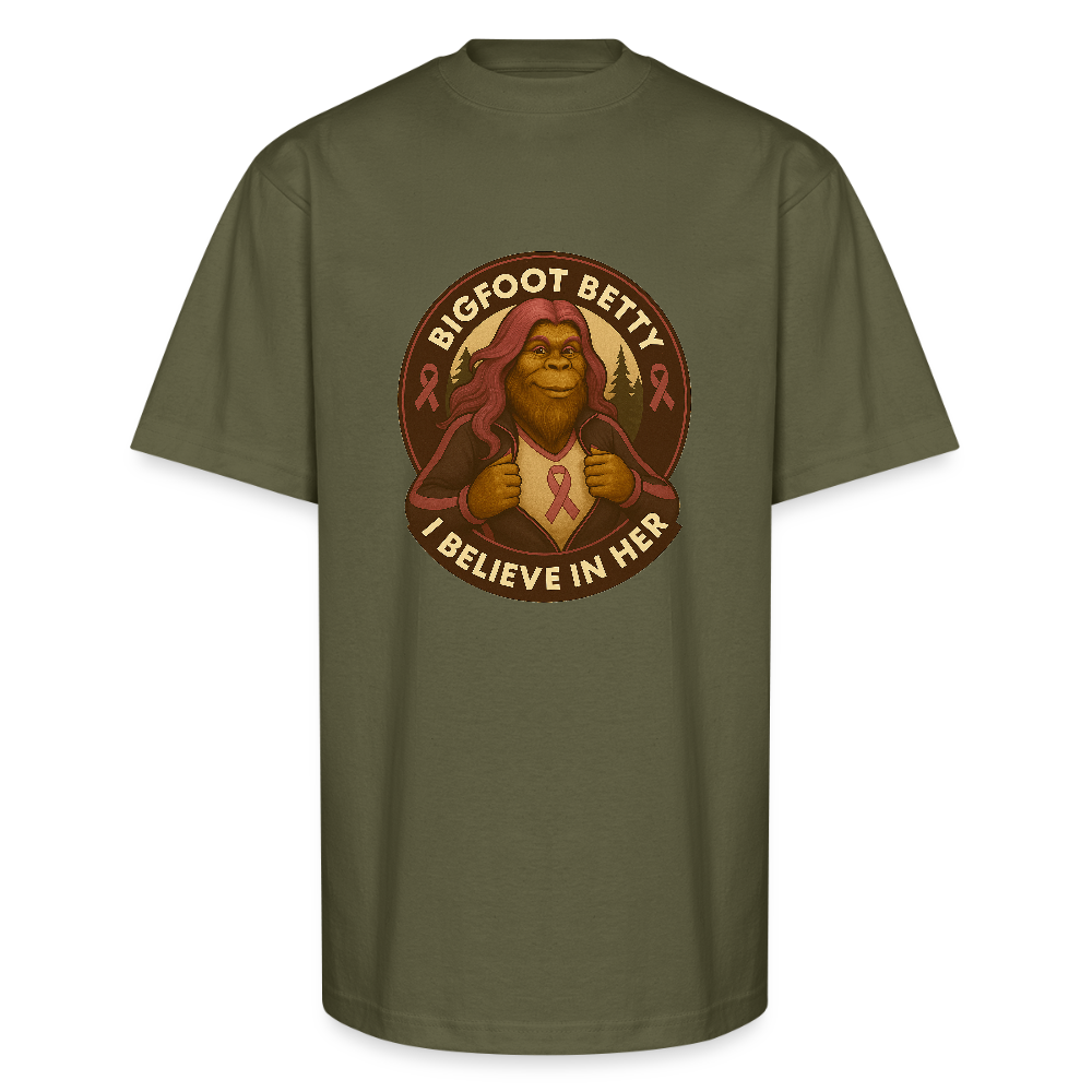 Unisex Oversized Heavyweight T-Shirt - I Believe In Her (RETRO) - classic olive