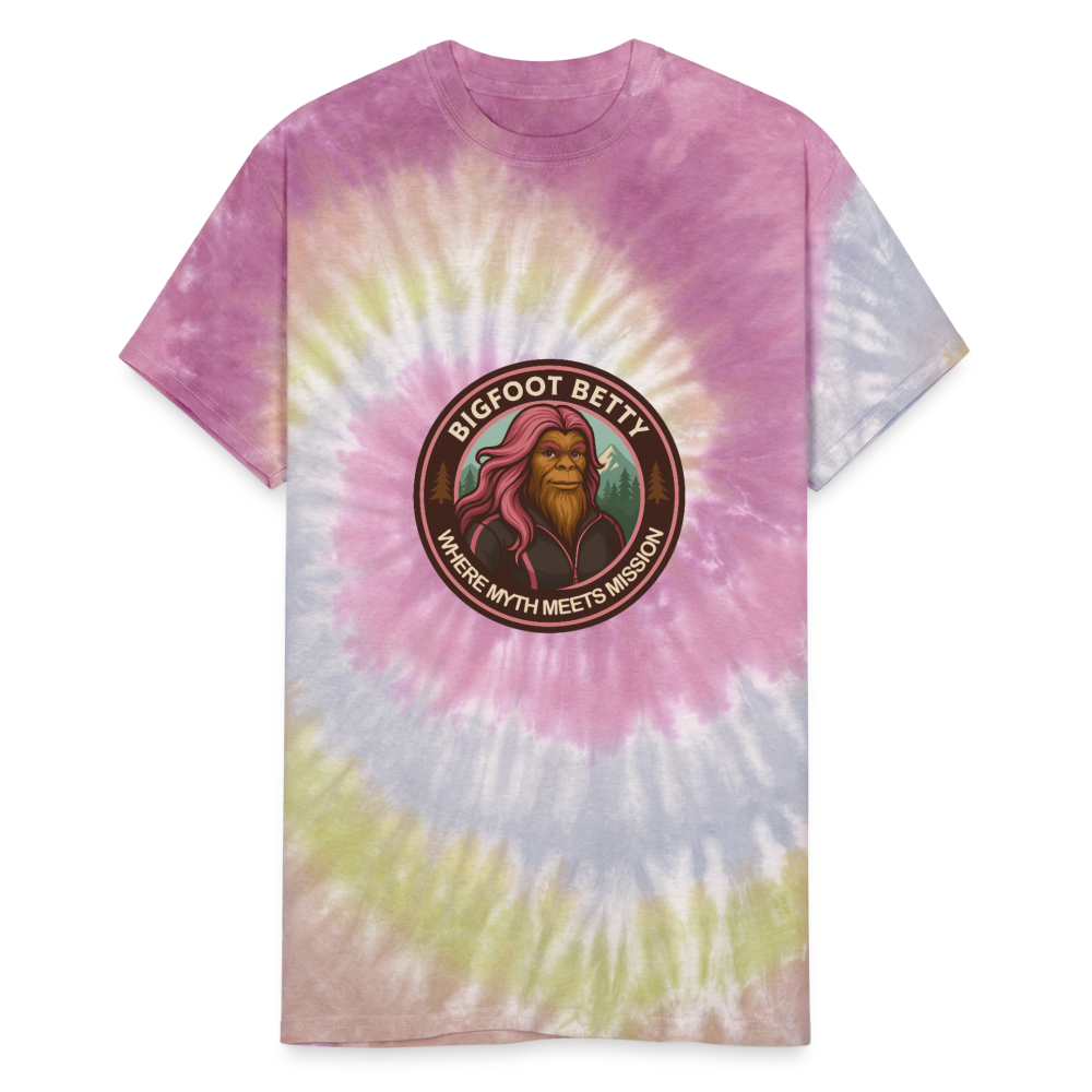 Unisex Tie Dye T-Shirt - Where Myth Meets Mission (RETRO) - Desert Rose