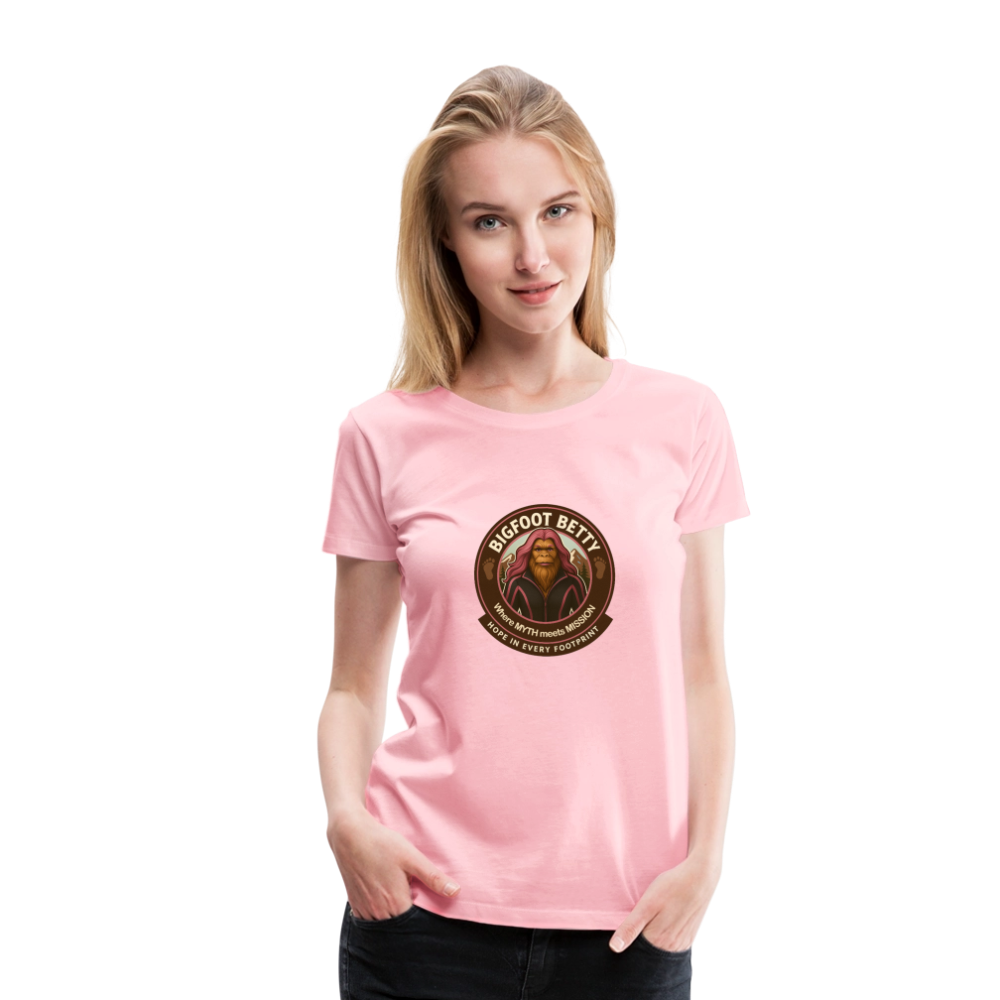 Women’s Premium T-Shirt - Hope in Every Footprint (RETRO) - pink