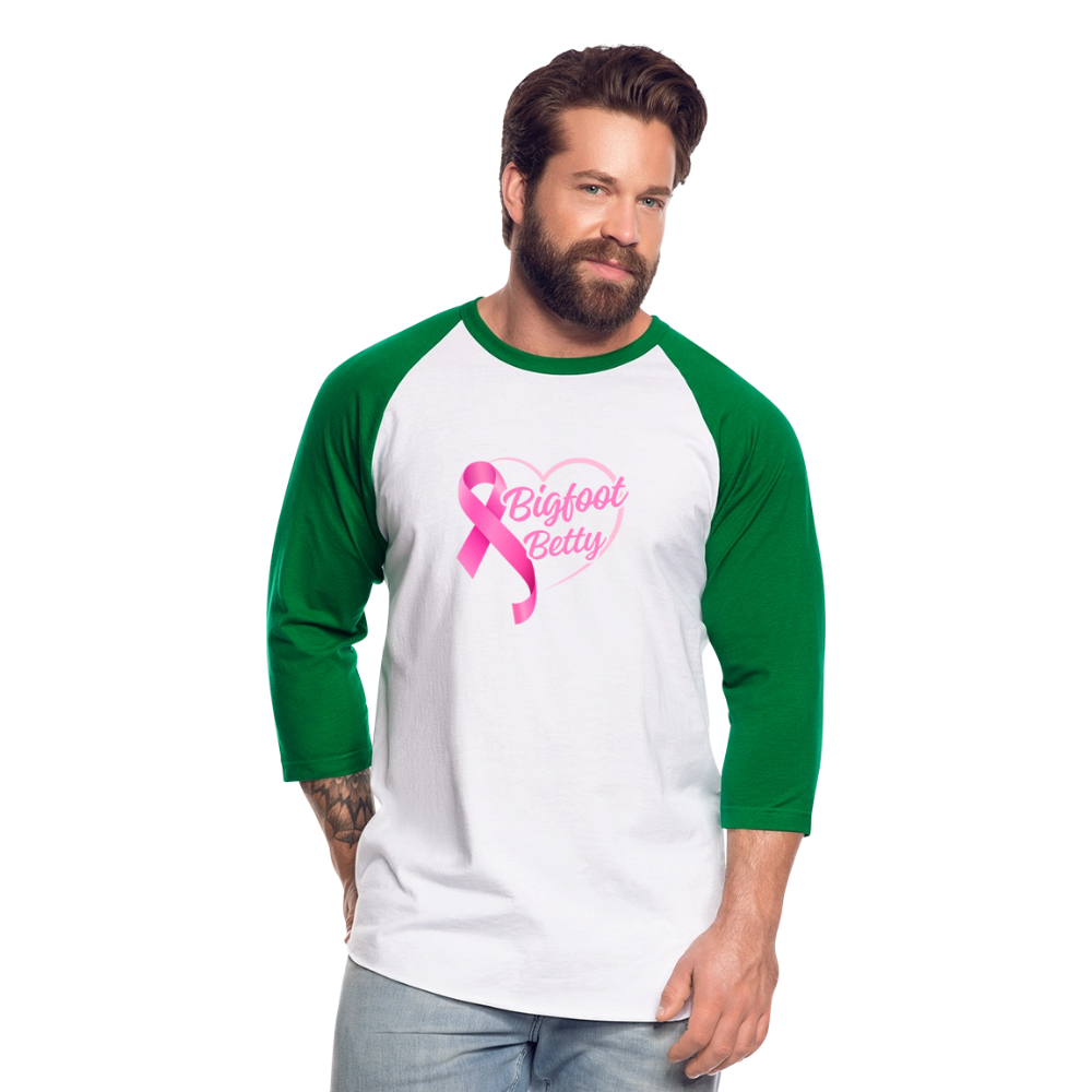 Baseball T-Shirt - BFB Pink Ribbon - white/kelly green