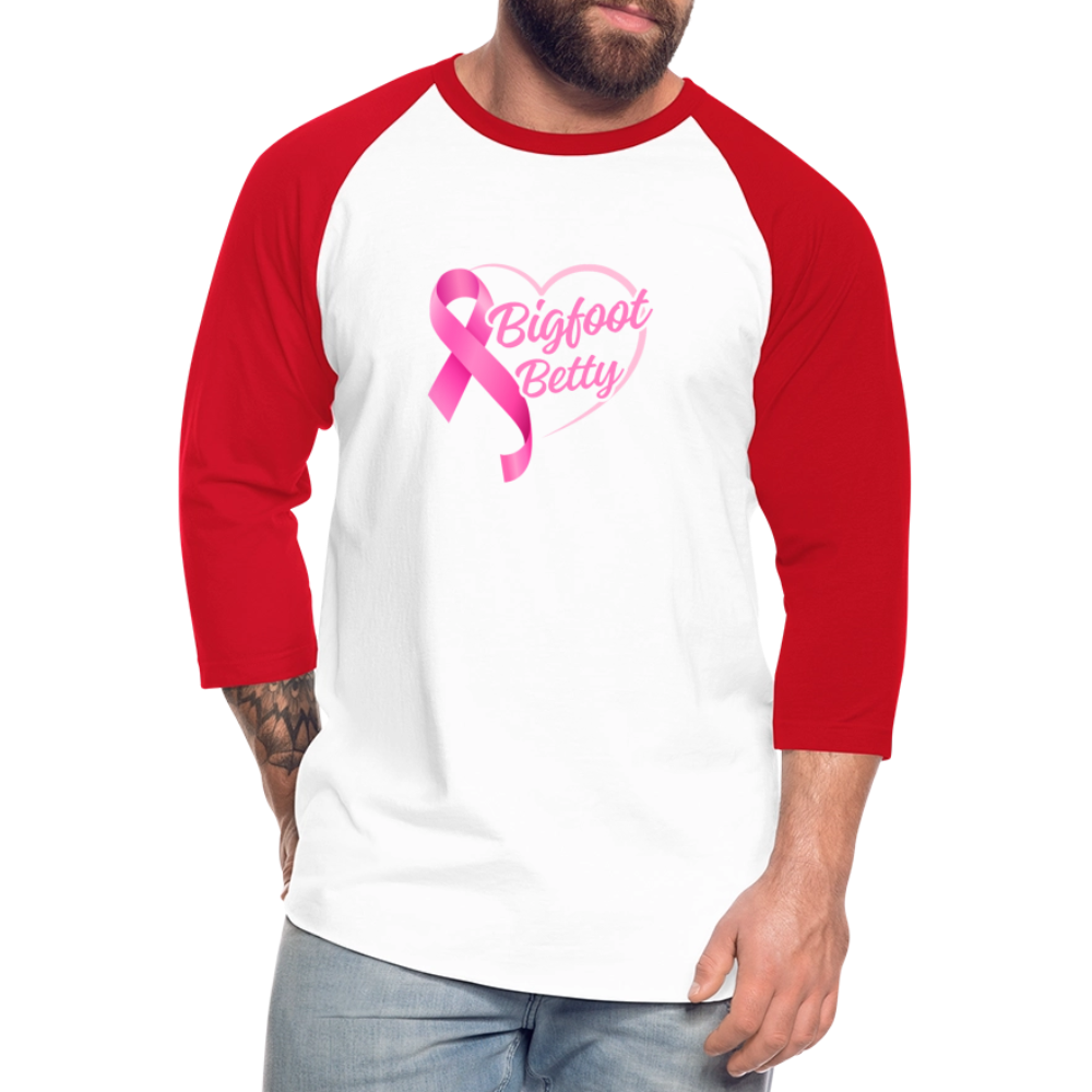 Baseball T-Shirt - BFB Pink Ribbon - white/red