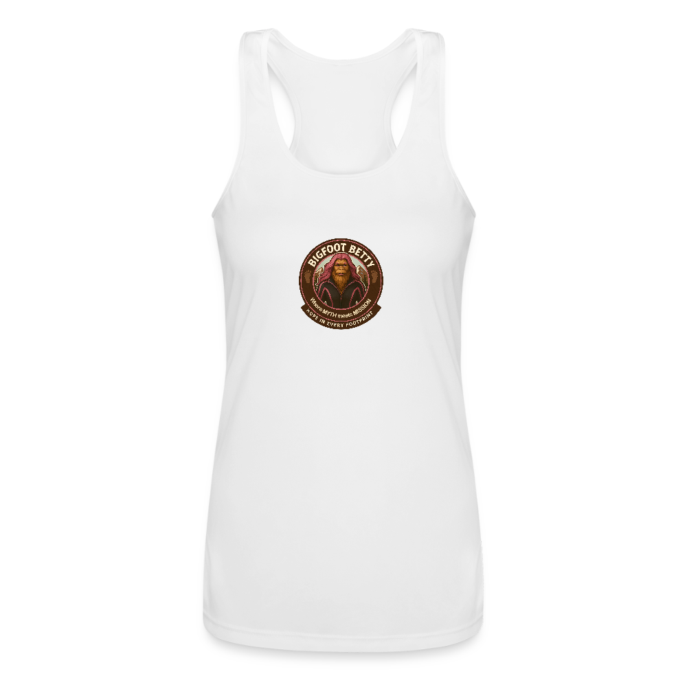 Women’s Performance Racerback Tank Top - Hope in Every Footprint (RETRO) - white