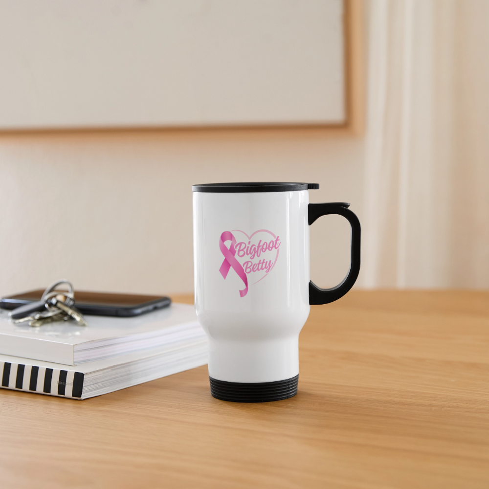 Travel Mug - BFB Pink Ribbon - white