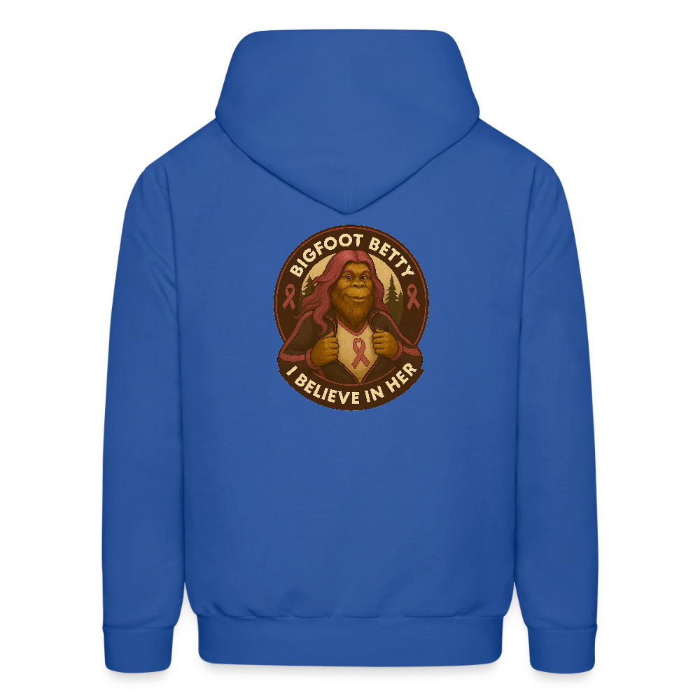 Men's Hoodie - I Believe In Her (RETRO) PINK RIBBON - royal blue