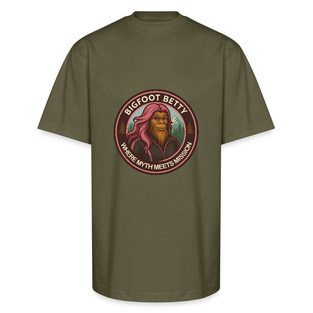 Unisex Oversized Heavyweight T-Shirt - Where Myth Meets Mission (RETRO) - classic olive