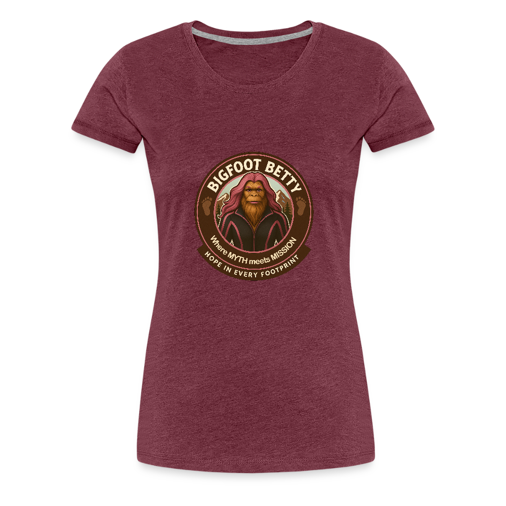 Women’s Premium T-Shirt - Hope in Every Footprint (RETRO) - heather burgundy