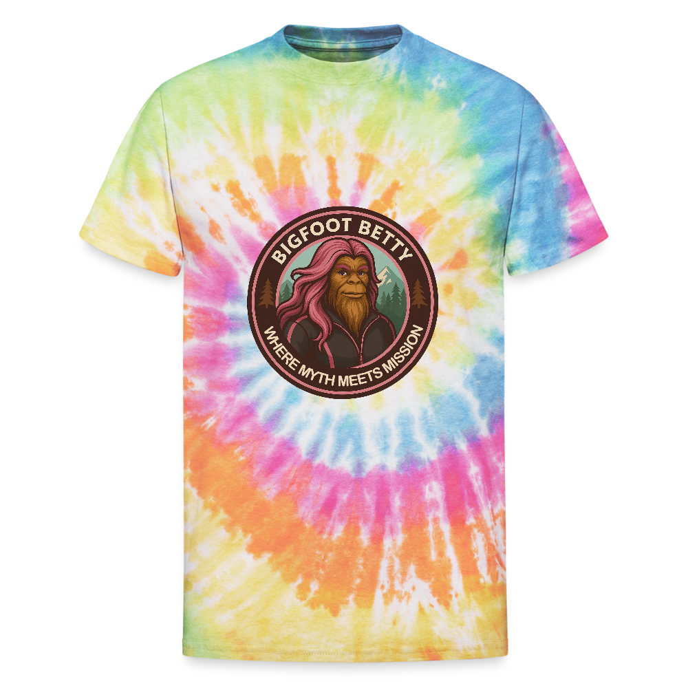 Unisex Tie Dye T-Shirt - Where Myth Meets Mission (RETRO) - rainbow