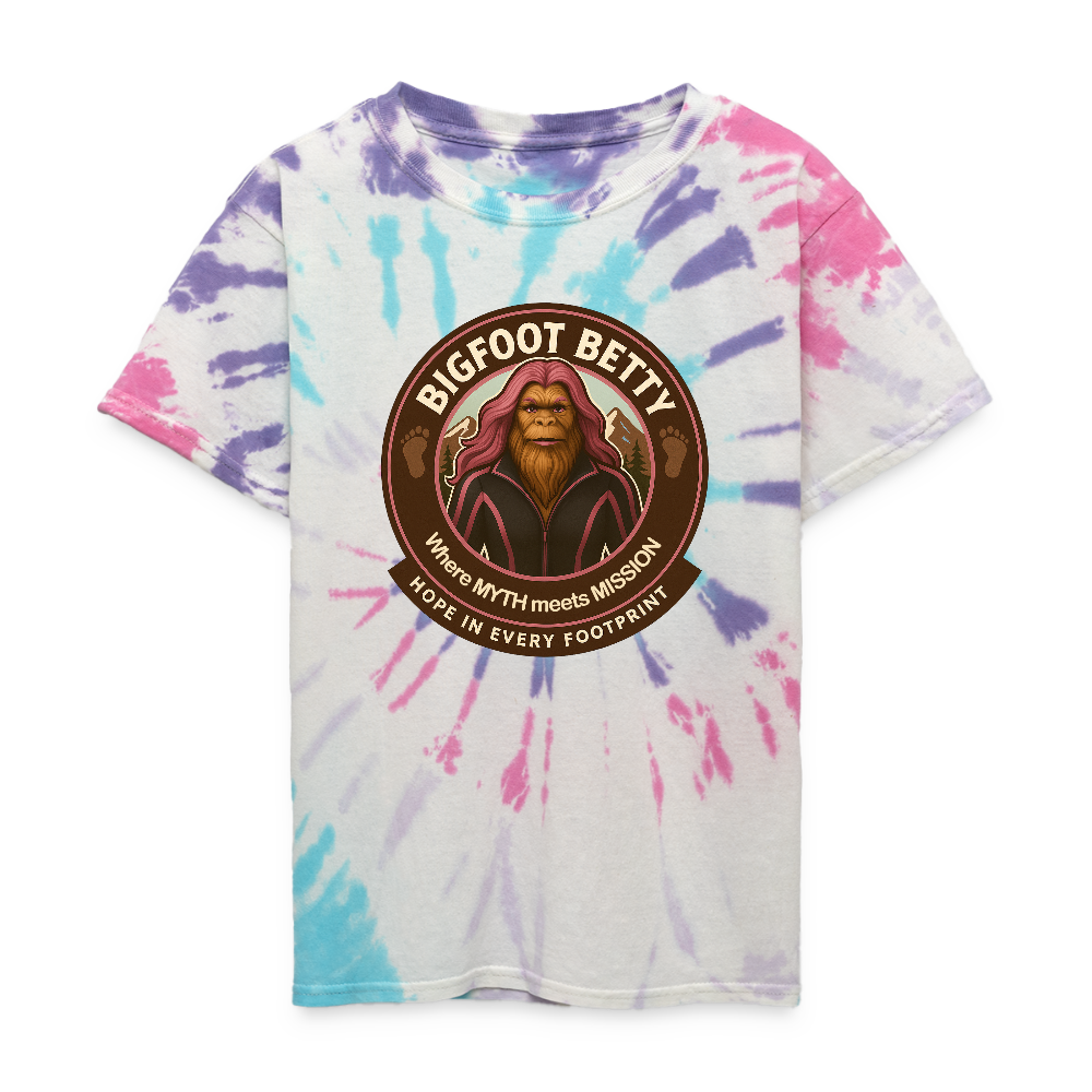 Kid's Tie Dye T-Shirt - Hope in Every Footprint (RETRO) - Pastel Spiral