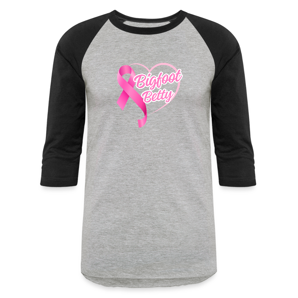 Baseball T-Shirt - BFB Pink Ribbon - heather gray/black