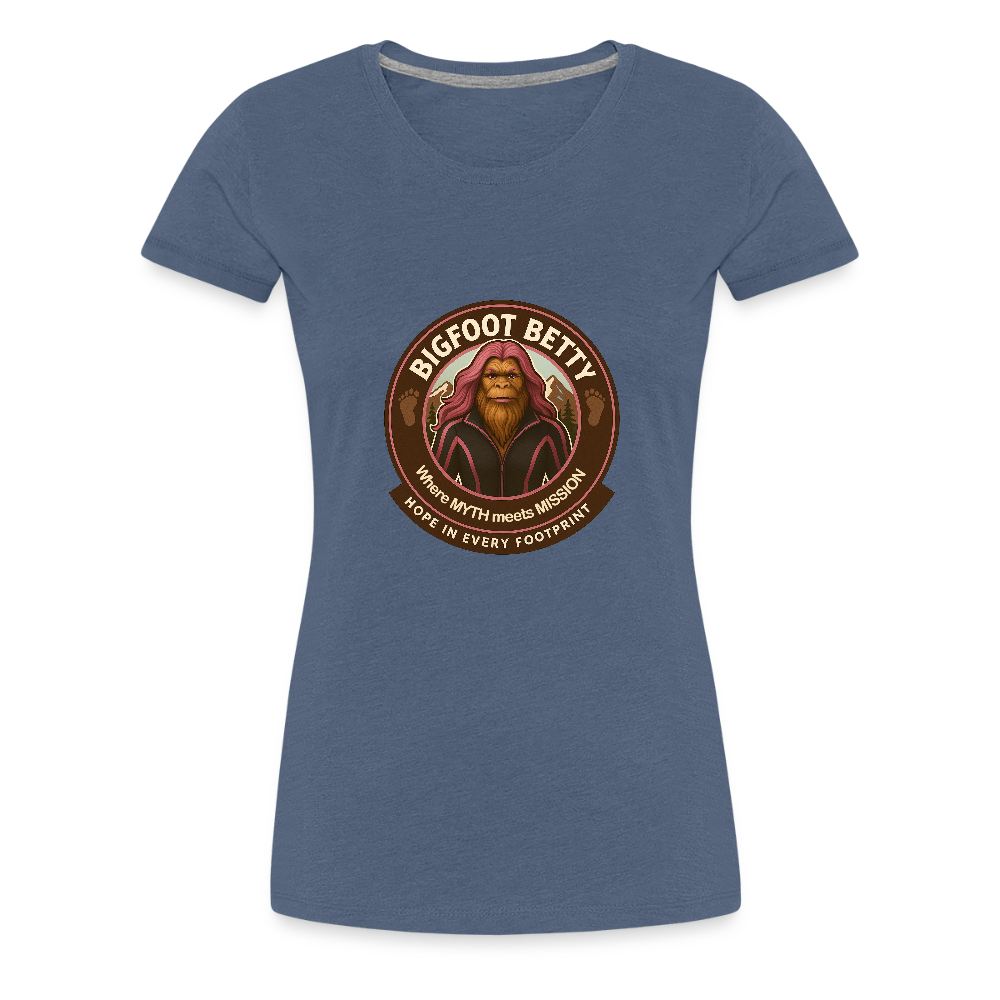 Women’s Premium T-Shirt - Hope in Every Footprint (RETRO) - heather blue
