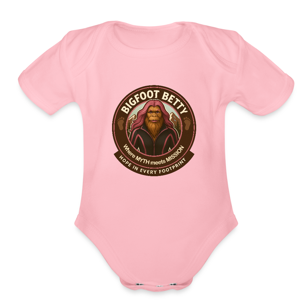 Organic Short Sleeve Baby Bodysuit - Hope in Every Footprint (RETRO) - light pink