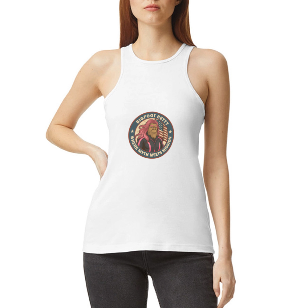 BFB July 4 - Badge Women’s Racerneck Tank - white