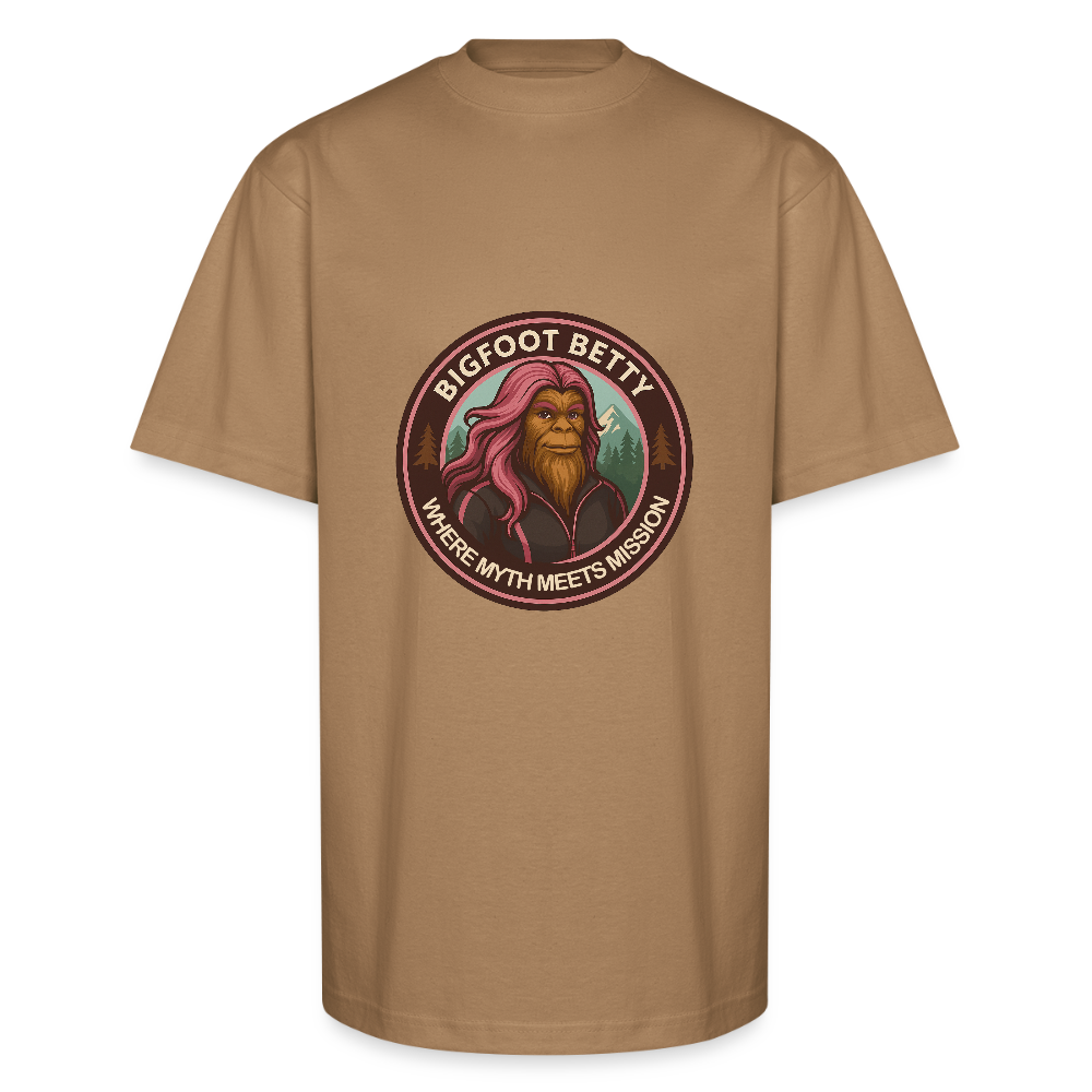 Unisex Oversized Heavyweight T-Shirt - Where Myth Meets Mission (RETRO) - khaki