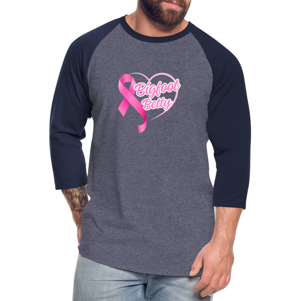 Baseball T-Shirt - BFB Pink Ribbon - heather blue/navy