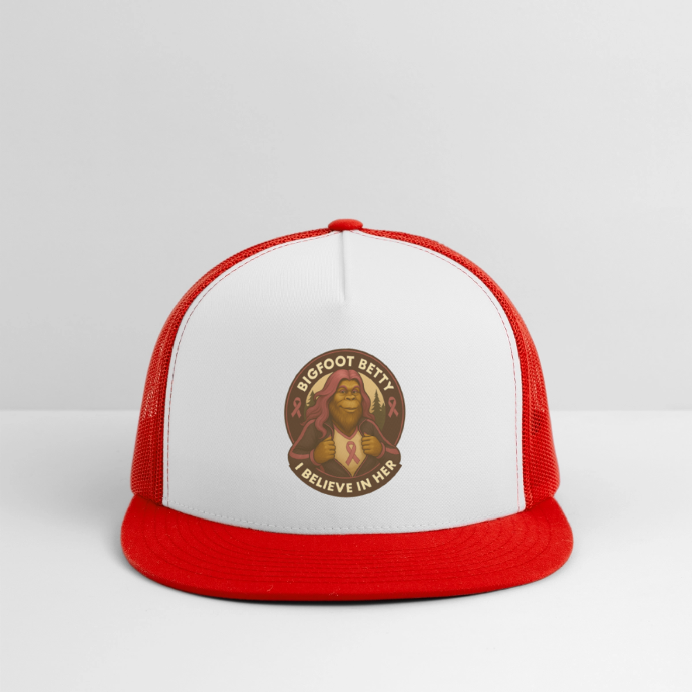 Trucker Hat - I Believe In Her (RETRO) - white/red