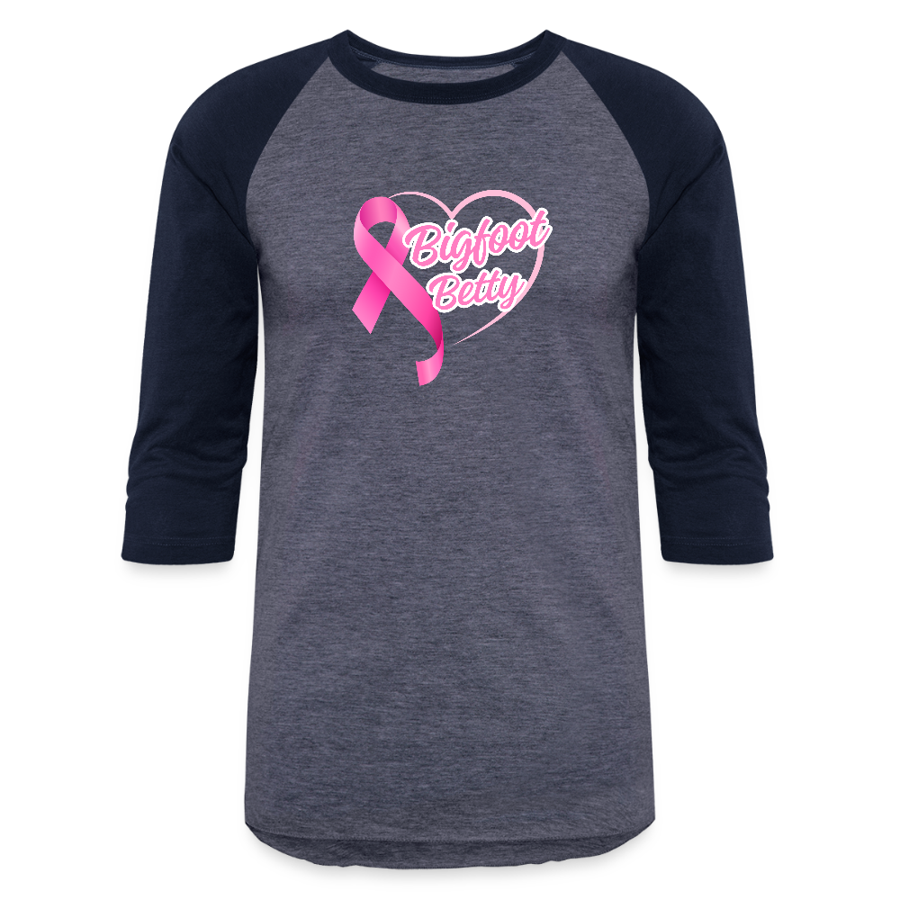 Baseball T-Shirt - BFB Pink Ribbon - heather blue/navy