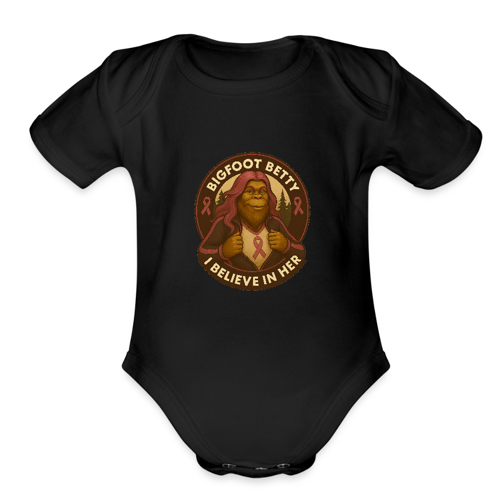 Organic Short Sleeve Baby Bodysuit - I Believe In Her (RETRO) - black