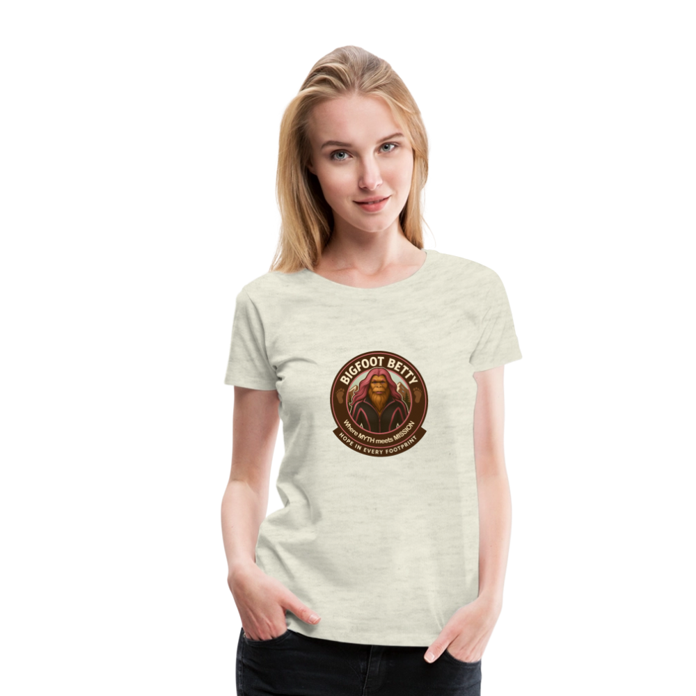 Women’s Premium T-Shirt - Hope in Every Footprint (RETRO) - heather oatmeal