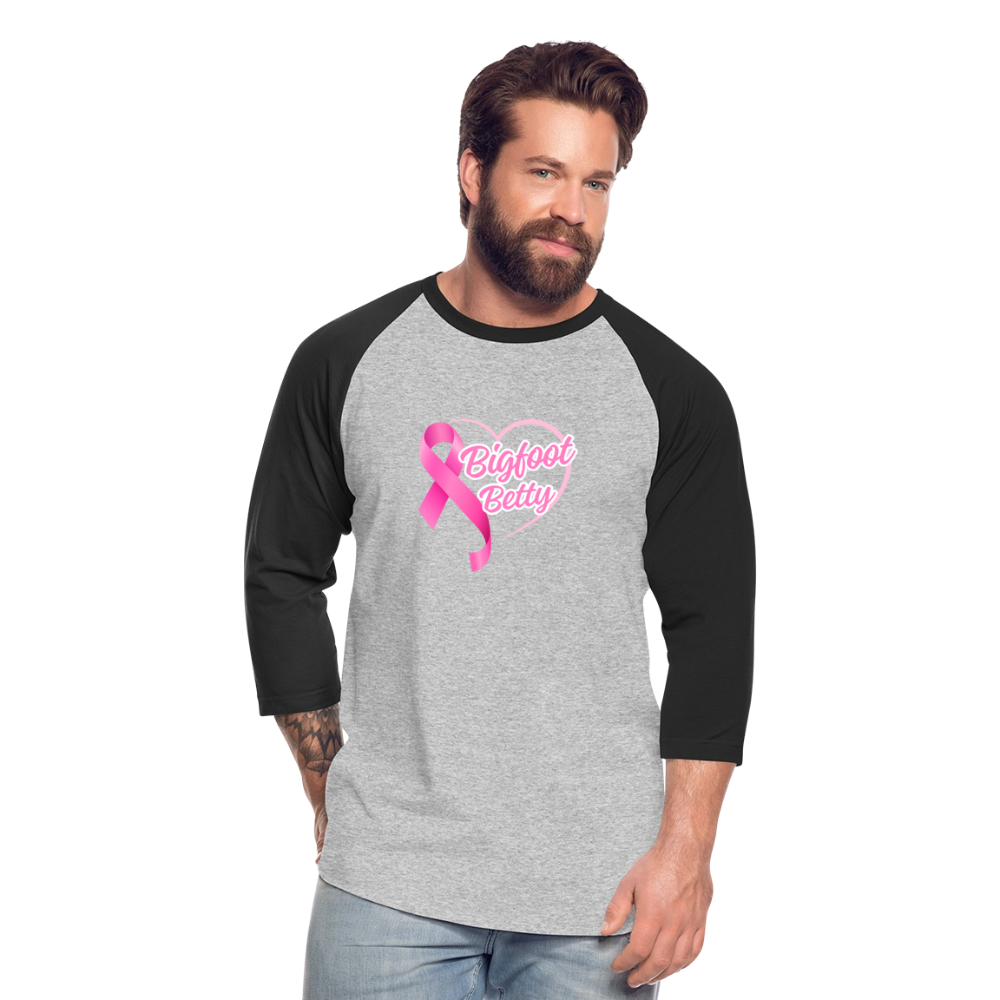 Baseball T-Shirt - BFB Pink Ribbon - heather gray/black