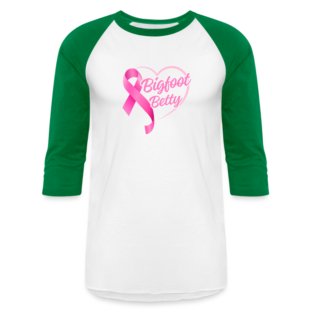 Baseball T-Shirt - BFB Pink Ribbon - white/kelly green
