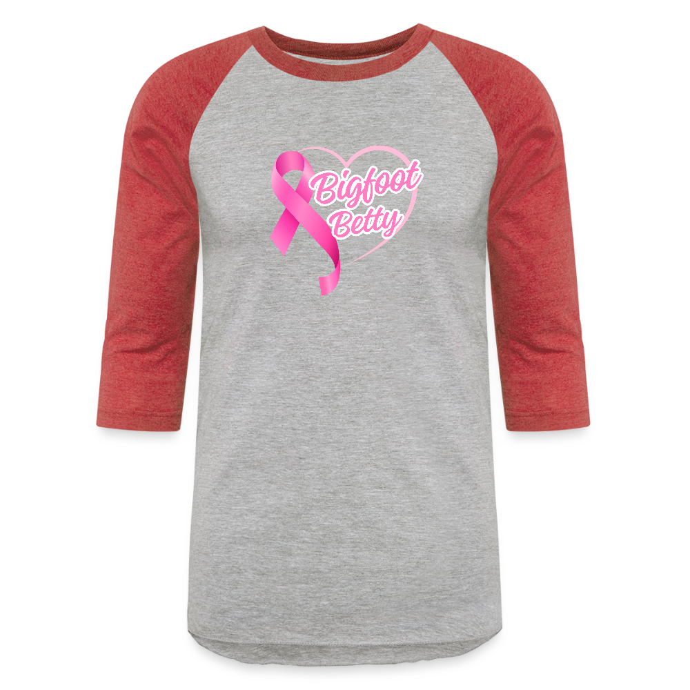Baseball T-Shirt - BFB Pink Ribbon - heather gray/red