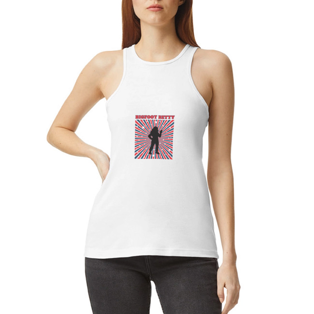 BFB July 4  - Starburst Women’s Racerneck Tank - white