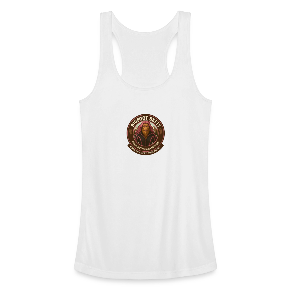 Women’s Performance Racerback Tank Top - Hope in Every Footprint (RETRO) - white