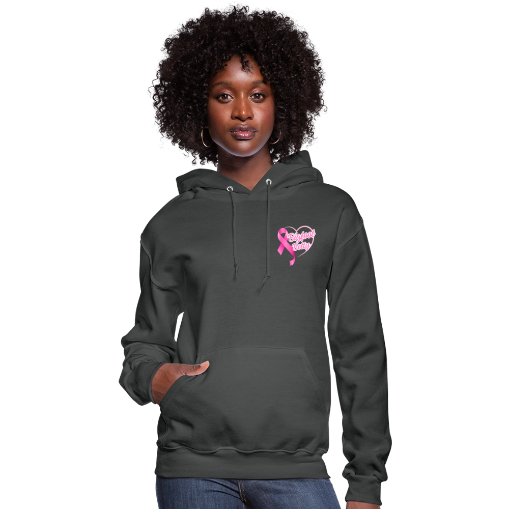 Women's Hoodie - BIGFOOT BETTY HEART - JEEP - PINK RIBBON - asphalt