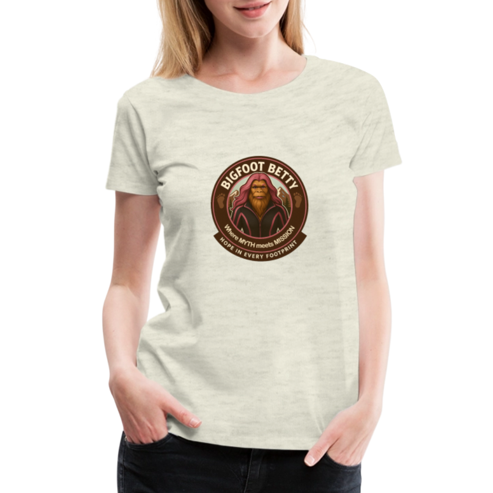 Women’s Premium T-Shirt - Hope in Every Footprint (RETRO) - heather oatmeal