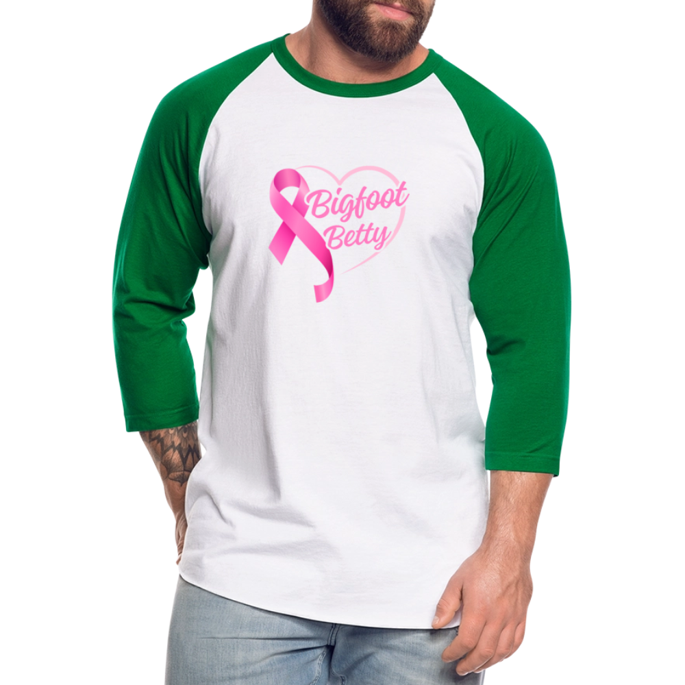 Baseball T-Shirt - BFB Pink Ribbon - white/kelly green