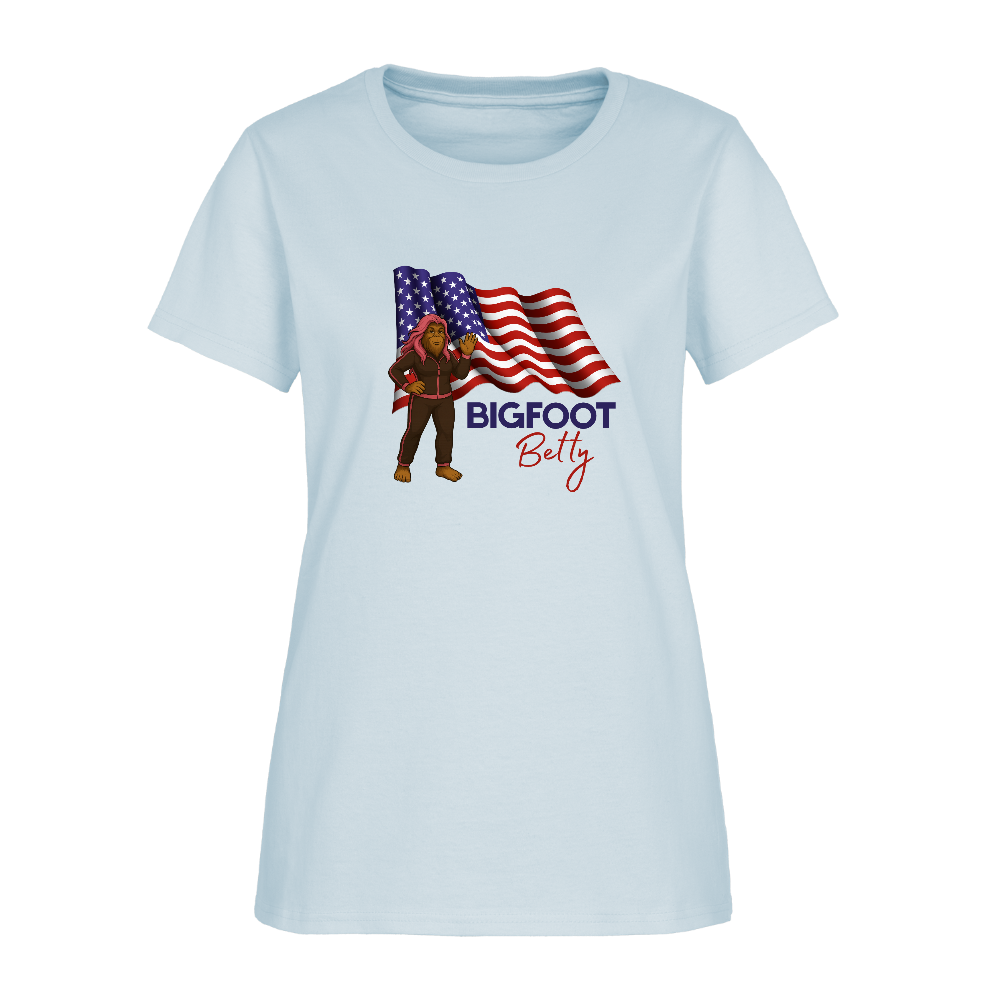 BFB July 4 - Waving Flag Women's T-Shirt - light blue