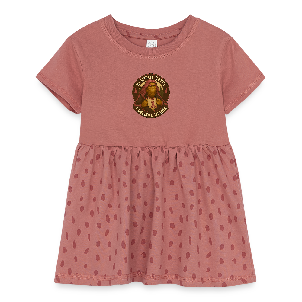 Infant Baby Rib Dress - I Believe In Her (RETRO) - mauve