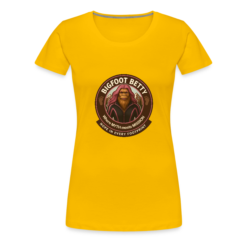 Women’s Premium T-Shirt - Hope in Every Footprint (RETRO) - sun yellow