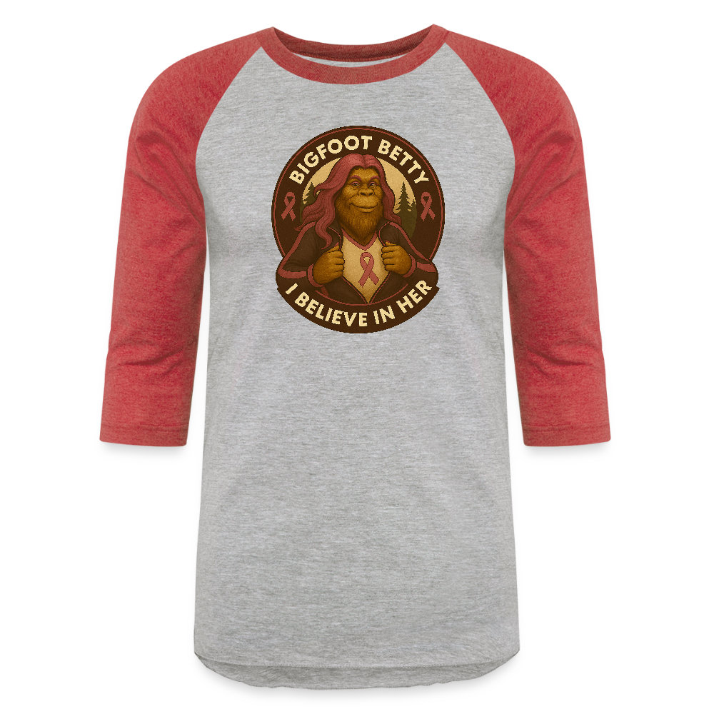 Baseball T-Shirt - I Believe In Her (RETRO) - heather gray/red