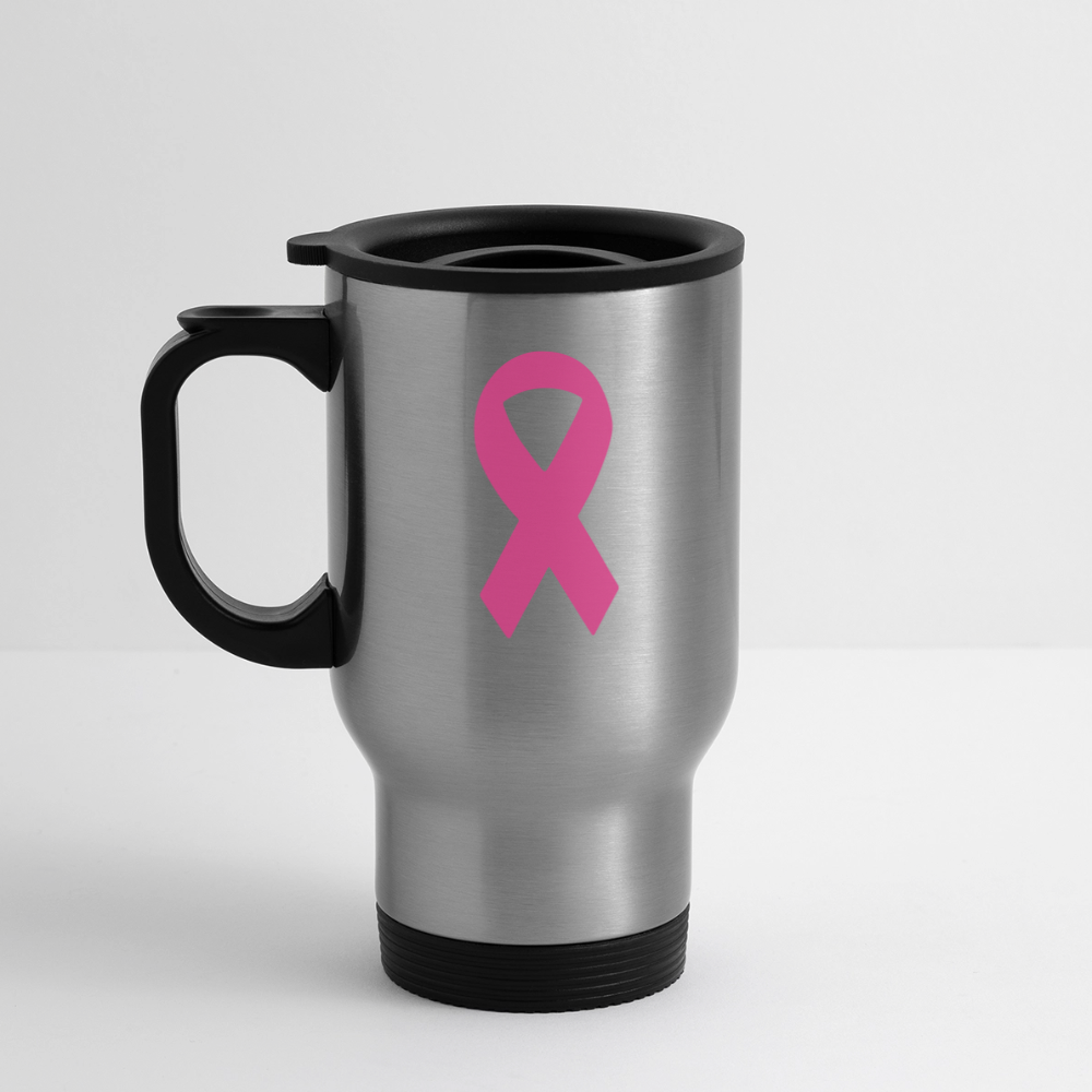 Travel Mug - BFB Pink Ribbon - silver