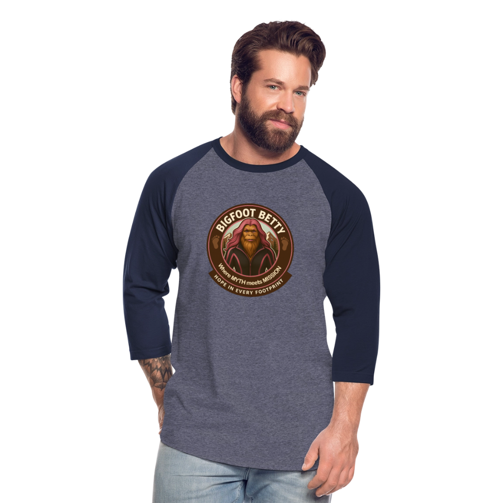Baseball T-Shirt - Hope in Every Footprint (RETRO) - heather blue/navy