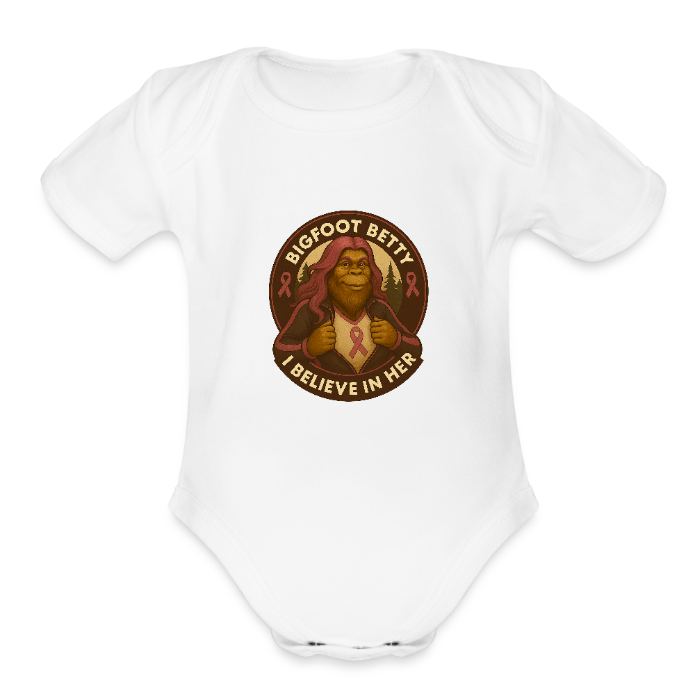 Organic Short Sleeve Baby Bodysuit - I Believe In Her (RETRO) - white