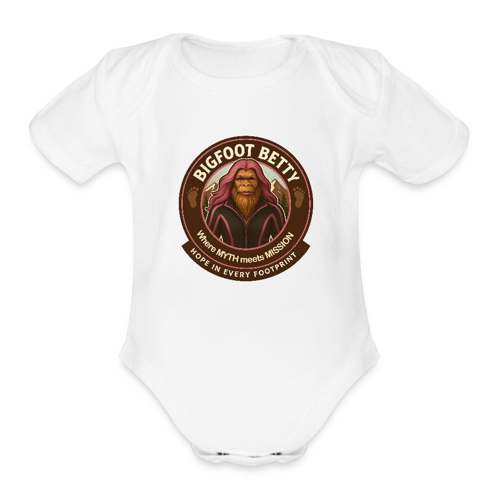Organic Short Sleeve Baby Bodysuit - Hope in Every Footprint (RETRO) - white