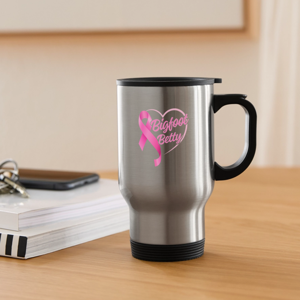 Travel Mug - BFB Pink Ribbon - silver