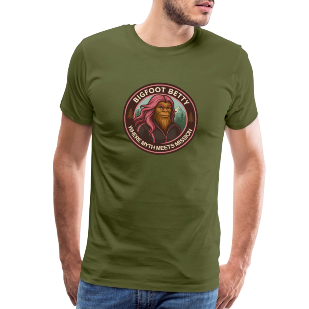 Men's Premium T-Shirt - Hope in Every Footprint (RETRO) - olive green