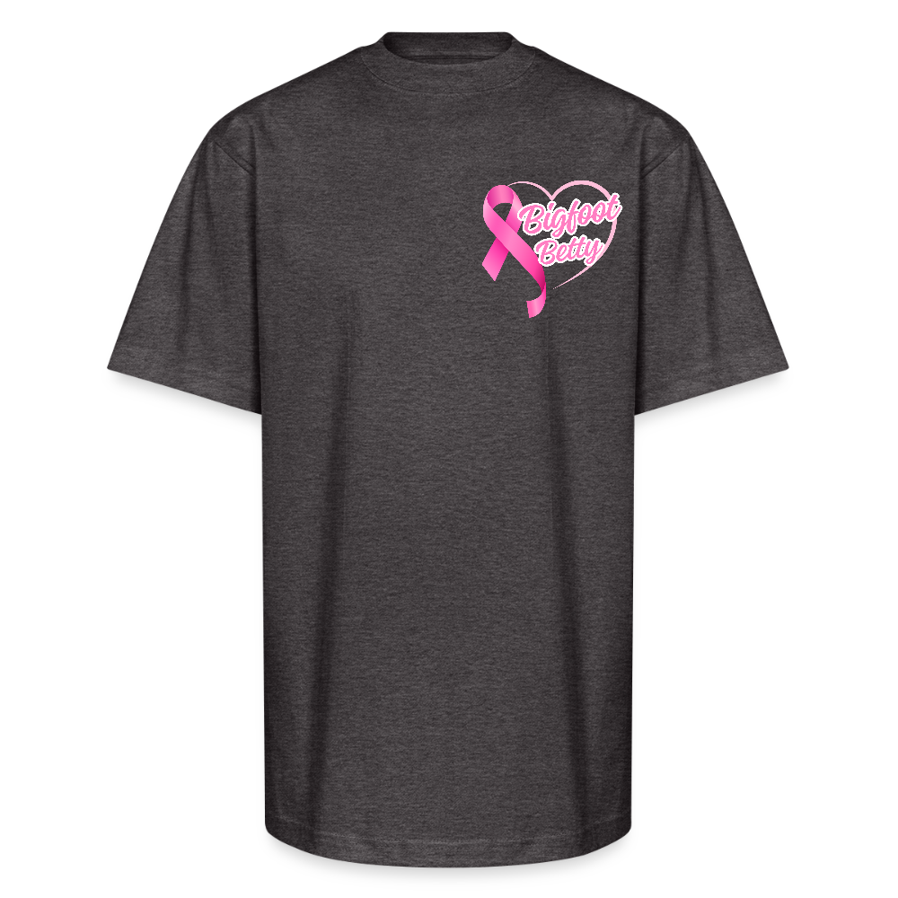 Unisex Oversized Heavyweight T-Shirt - BFB Pink Ribbon - charcoal grey