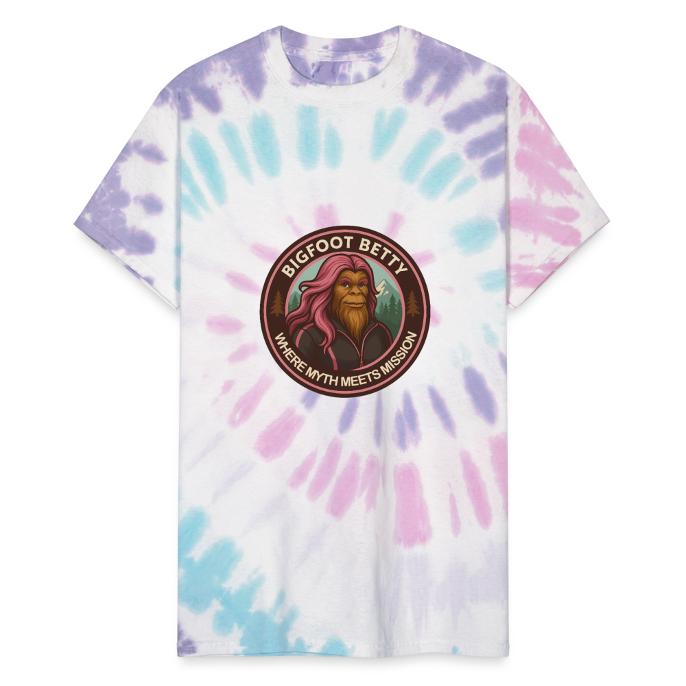 Unisex Tie Dye T-Shirt - Where Myth Meets Mission (RETRO) - Pastel Spiral
