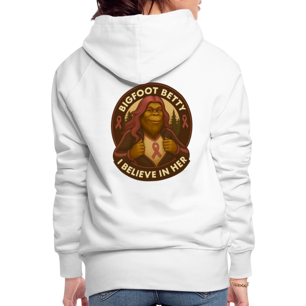 Women’s Premium Hoodie - I Believe In Her (F/B) (RETRO) PINK RIBBON - white
