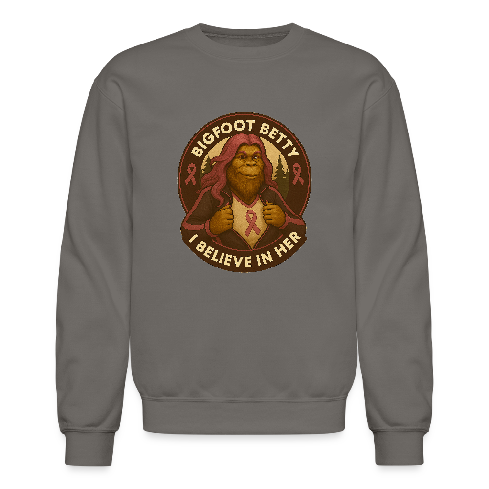 Crewneck Sweatshirt - I Believe In Her (RETRO) - asphalt gray