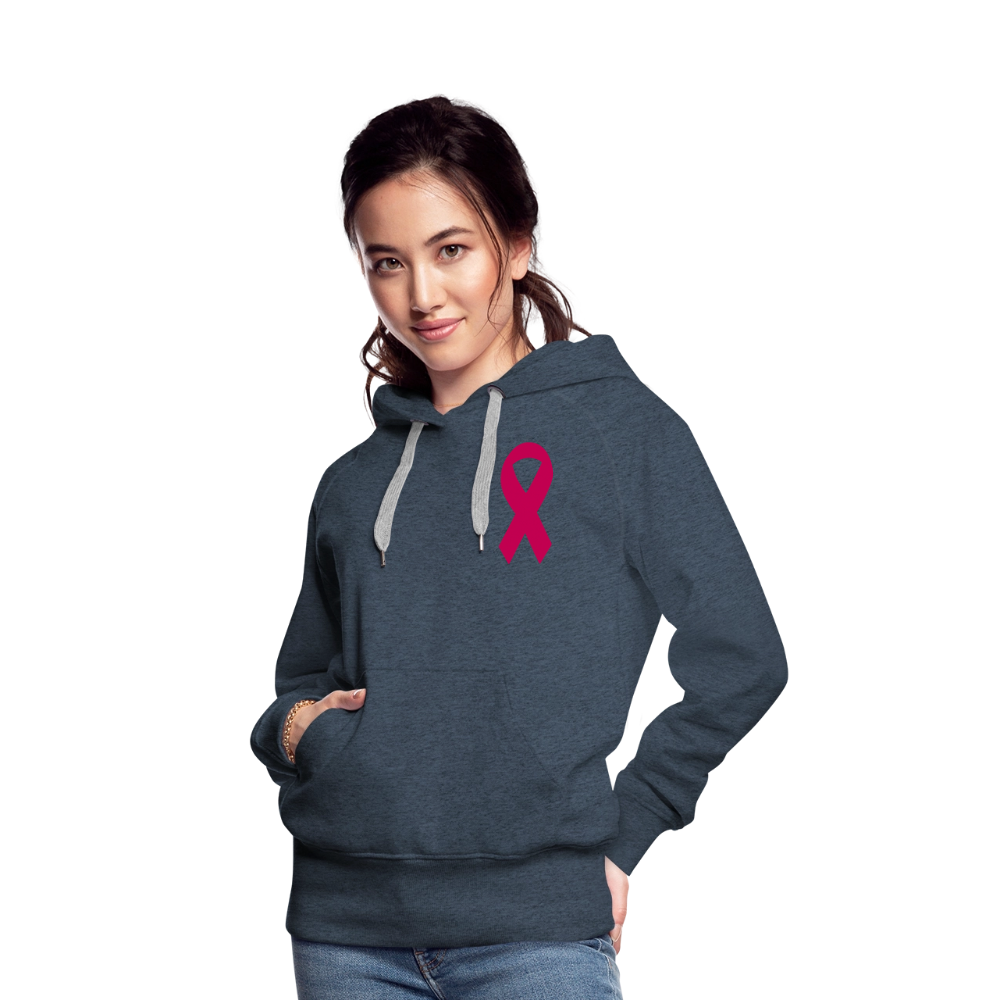 Women’s Premium Hoodie - I Believe In Her (F/B) (RETRO) PINK RIBBON - heather denim
