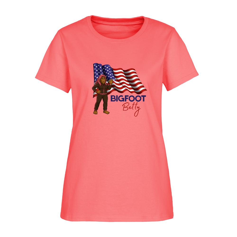 BFB July 4 - Waving Flag Women's T-Shirt - coral