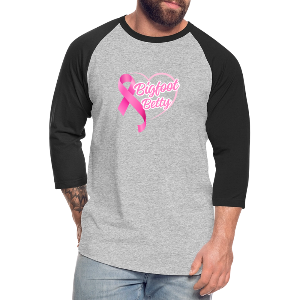 Baseball T-Shirt - BFB Pink Ribbon - heather gray/black