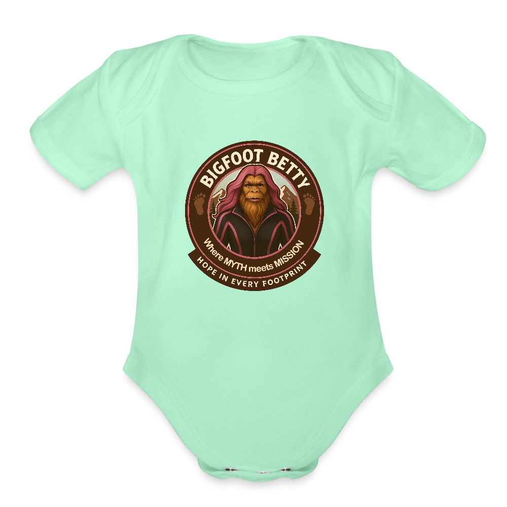 Organic Short Sleeve Baby Bodysuit - Hope in Every Footprint (RETRO) - light mint