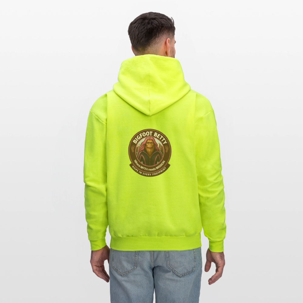 Men's Hoodie - Hope in Every Footprint (F/B) (RETRO) - safety green